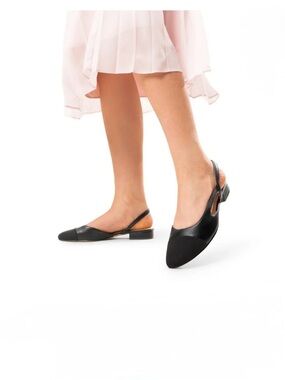 Women's Black Pointed Slingback Flats - Sleek Everyday Loafers